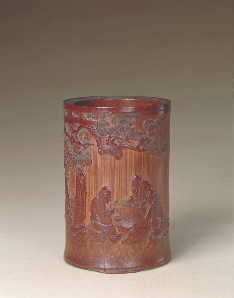 图片[1]-Wu Zhifan’s brush holder for playing chess with bamboo carving-China Archive